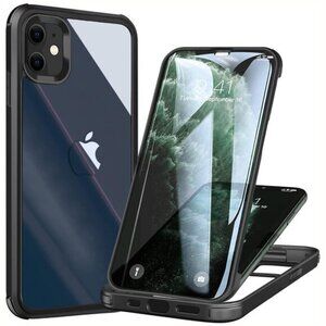 iPhone 12/12 Pro Case 6.1" Full Body Built in Screen Protector Clear Black